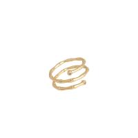 Кольца из латуни, Латунь, плакированный настоящим золотом, ювелирные изделия моды & Женский, Золотой, 17mm, продается PC