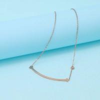 Titanium Steel Necklace with 5cm extender chain Vacuum Ion Plating fashion jewelry & for woman & with rhinestone golden nickel lead & cadmium free Length Approx 45 cm Sold By PC