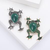 Zinc Alloy Brooches with Glass Frog plated fashion jewelry & Unisex & enamel & with rhinestone nickel lead & cadmium free Sold By PC