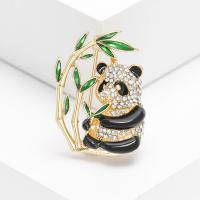 Zinc Alloy Brooches Panda gold color plated fashion jewelry & for woman & enamel & with rhinestone mixed colors nickel lead & cadmium free Sold By PC