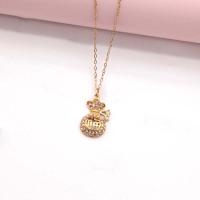 Titanium Steel Necklace, Vacuum Ion Plating, fashion jewelry & for woman & with rhinestone & hollow, golden, nickel, lead & cadmium free, Length:Approx 45 cm, Sold By PC