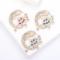 Zinc Alloy Brooches Flower gold color plated fashion jewelry & for woman & enamel & with rhinestone nickel lead & cadmium free Sold By PC