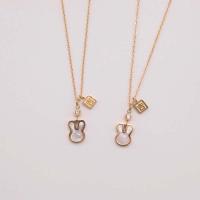 Titanium Steel Necklace with White Shell with 5cm extender chain Rabbit Vacuum Ion Plating fashion jewelry & for woman & with rhinestone white nickel lead & cadmium free Length Approx 45 cm Sold By PC