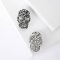 Tibetan Style Brooches, Skull, plated, fashion jewelry & for woman & with rhinestone & hollow, more colors for choice, nickel, lead & cadmium free, 42x27mm, Sold By PC