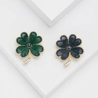 Zinc Alloy Brooches Four Leaf Clover gold color plated fashion jewelry & for woman & enamel nickel lead & cadmium free Sold By PC