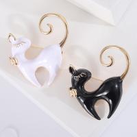 Tibetan Style Brooches, Cat, gold color plated, fashion jewelry & for woman & enamel, more colors for choice, nickel, lead & cadmium free, 36x39mm, Sold By PC