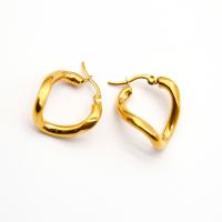 Boucle d'oreille Acier Titane, bijoux de mode & pour femme, doré, protéger l'environnement, sans nickel, plomb et cadmium, 23x30mm, Vendu par paire