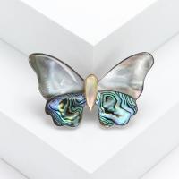 Zinc Alloy Brocher, Shell, med Zinc Alloy, Butterfly, sølvfarvet forgyldt, mode smykker & Unisex, blandede farver, 50x31mm, Solgt af PC