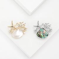 Zinc Alloy Brooches with Shell & Plastic Pearl plated fashion jewelry & for woman & with rhinestone nickel lead & cadmium free Sold By PC