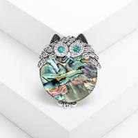 Zinc Alloy Brooches with Abalone Shell Owl silver color plated vintage & fashion jewelry & Unisex & with rhinestone multi-colored nickel lead & cadmium free Sold By PC