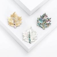 Zinc Alloy Brooches Shell with Zinc Alloy Maple Leaf silver color plated fashion jewelry & Unisex Sold By PC