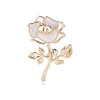 Shell Brooch, Brass, with Shell, Flower, gold color plated, fashion jewelry & for woman, white, nickel, lead & cadmium free, 26x44mm, Sold By PC