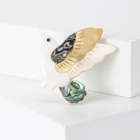 Tibetan Style Brooches, Shell, with Tibetan Style, Bird, silver color plated, fashion jewelry & Unisex, mixed colors, 46x42mm, Sold By PC