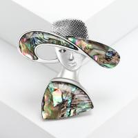Zinc Alloy Brooches with Abalone Shell silver color plated fashion jewelry & for woman multi-colored nickel lead & cadmium free Sold By PC