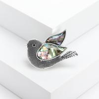 Zinc Alloy Brooches with Abalone Shell Dove antique silver color plated vintage & fashion jewelry & Unisex & with rhinestone multi-colored nickel lead & cadmium free Sold By PC