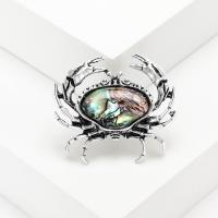 Zinc Alloy Brooches with Abalone Shell Crab antique silver color plated vintage & fashion jewelry & Unisex multi-colored nickel lead & cadmium free Sold By PC