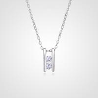 Cubic Zircon Micro Pave 925 Sterling Silver Necklace with 1.97inch extender chain plated fashion jewelry & micro pave cubic zirconia & for woman nickel lead & cadmium free Length Approx 15.74 Inch Sold By PC