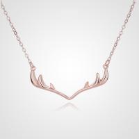 925 Sterling Silver Necklaces with 1.97inch extender chain Antlers plated fashion jewelry & for woman nickel lead & cadmium free Length Approx 15.74 Inch Sold By PC