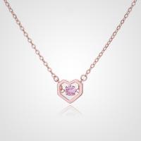 Cubic Zircon Micro Pave 925 Sterling Silver Necklace, with 1.57inch extender chain, Heart, rose gold color plated, fashion jewelry & micro pave cubic zirconia & for woman, nickel, lead & cadmium free, Length:Approx 15.74 Inch, Sold By PC