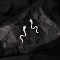 925 Sterling Silver Stud Earrings, Snake, fashion jewelry & for woman, nickel, lead & cadmium free, 12mm, Sold By Pair