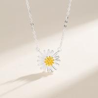 925 Sterling Silver Necklaces with 1.97inch extender chain Daisy fashion jewelry & for woman nickel lead & cadmium free Length Approx 15.74 Inch Sold By PC