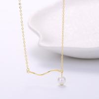 925 Sterling Silver Necklaces, with Plastic Pearl, with 1.97inch extender chain, plated, fashion jewelry & for woman, more colors for choice, nickel, lead & cadmium free, Length Approx 15.74 Inch, Sold By PC