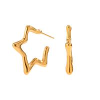 Stainless Steel Stud Earrings, 304 Stainless Steel, Star, Vacuum Ion Plating, fashion jewelry & for woman, golden, 25.70x22.20mm, Sold By Pair