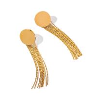 Fashion Fringe Oorbellen, 304 roestvrij staal, mode sieraden & voor vrouw, gouden, 15.80x61mm, Verkocht door pair