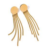Fashion Fringe Earrings, 304 Stainless Steel, Vacuum Ion Plating, fashion jewelry & for woman, golden, 17.90x94mm, Sold By Pair