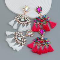 Zinc Alloy Drop Earrings with Nylon fashion jewelry & for woman & with rhinestone nickel lead & cadmium free Sold By Pair