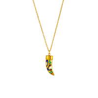 Titanstahl Halskette, mit Verlängerungskettchen von 1.97inch, plattiert, Modeschmuck & für Frau & Emaille, goldfarben, 20x8mm, verkauft per ca. 15.75 ZollInch Strang