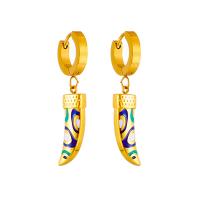 Titanium Steel  Earring plated fashion jewelry & for woman & enamel golden 40mm 20*8mm Sold By Pair