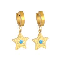 Titanium Steel  Earring, Star, 18K gold plated, fashion jewelry & for woman, golden, 16x31mm, Sold By Pair