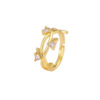 Sko Circonia Pierścień mosiężny Micro Pave, Mosiądz, biżuteria moda & mikro utorować cyrkonia & dla kobiety, złoty, bez zawartości niklu, ołowiu i kadmu, sprzedane przez PC