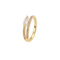 Brass Finger Ring fashion jewelry & for woman & with rhinestone golden nickel lead & cadmium free Sold By PC