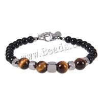Gemstone Bracelets Natural Stone 304 stainless steel lobster clasp & for man Length 7 Inch Sold By PC