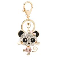 Tibetan Style Key Clasp, Panda, gold color plated, for woman & with rhinestone, more colors for choice, nickel, lead & cadmium free, 48x117mm, Sold By PC