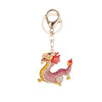 Tibetan Style Key Clasp, Dragon, gold color plated, Unisex & enamel & with rhinestone, more colors for choice, nickel, lead & cadmium free, 54x122mm, Sold By PC