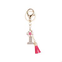 Zinklegierung Schlüssel Verschluss, mit Kunststoff Perlen, Nummer 1, goldfarben plattiert, für Frau & mit Strass, keine, frei von Nickel, Blei & Kadmium, 20x135mm, verkauft von PC