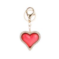 Tibetan Style Key Clasp, Heart, gold color plated, for woman & with rhinestone, more colors for choice, nickel, lead & cadmium free, 51x112mm, Sold By PC