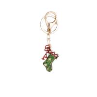 Zinc Alloy Key Clasp Christmas Sock gold color plated for woman & enamel nickel lead & cadmium free Sold By PC