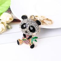 Tibetan Style Key Clasp, Panda, gold color plated, Unisex & with rhinestone, more colors for choice, nickel, lead & cadmium free, 80x128mm, Sold By PC