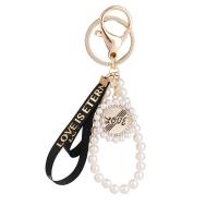 Zinc Alloy Key Clasp with Cloth & Plastic Pearl gold color plated for woman nickel lead & cadmium free Sold By PC