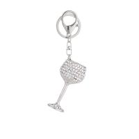 Tibetan Style Key Clasp, Cup, silver color plated, for woman & with rhinestone, nickel, lead & cadmium free, 55x120mm, Sold By PC