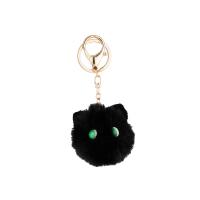 Fur Ball Pom Pom Keychain, Plush, with Tibetan Style, Cat, gold color plated, cute & for woman, more colors for choice, nickel, lead & cadmium free, 68x123mm, Sold By PC