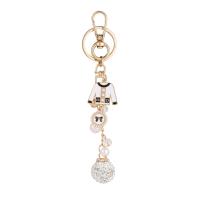 Zinc Alloy Key Clasp with Plastic Pearl gold color plated & enamel & with rhinestone nickel lead & cadmium free Sold By PC