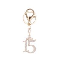 Tibetan Style Key Clasp, Number, plated, for woman & with rhinestone, more colors for choice, nickel, lead & cadmium free, 33x108mm, Sold By PC