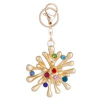 Zinc Alloy Key Clasp Flower gold color plated for woman & with rhinestone nickel lead & cadmium free Sold By PC