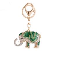 Zinc Alloy Key Clasp Elephant gold color plated for woman & enamel & with rhinestone nickel lead & cadmium free Sold By PC