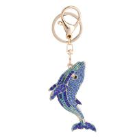 Zinc Alloy Key Clasp Dolphin gold color plated for woman & with rhinestone nickel lead & cadmium free Sold By PC